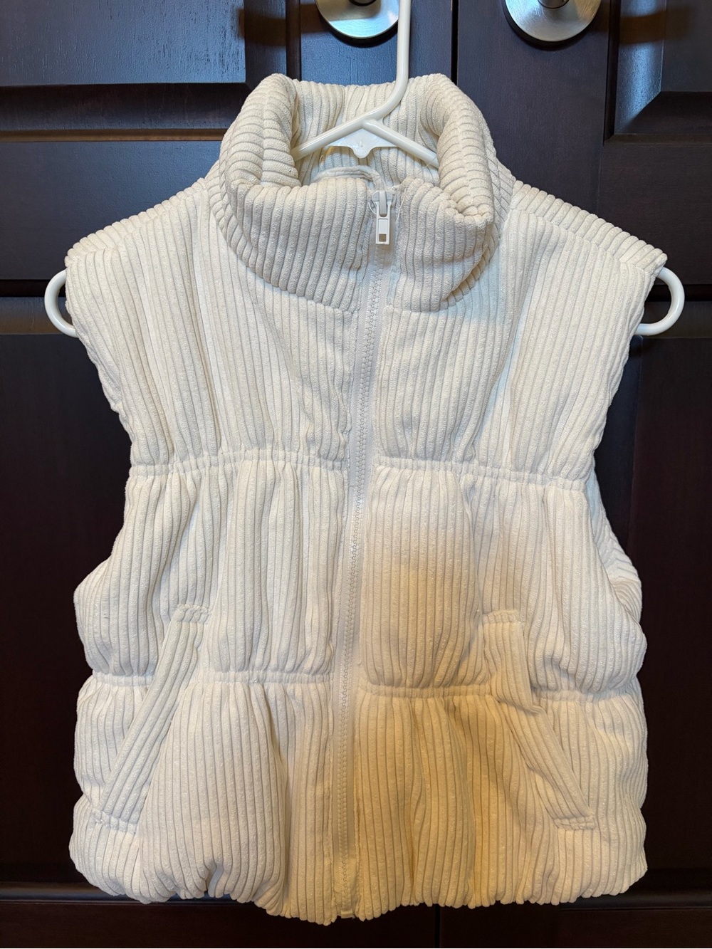 Forever 21 Cream Ribbed Puffer Vest